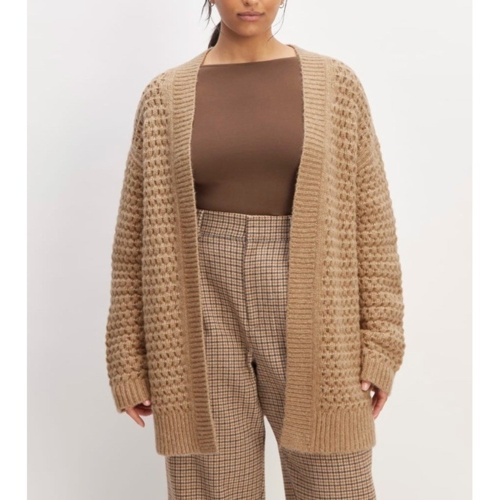 Everlane The Cloud Oversized‎ Textured Cardigan Sweater Camel Size Small
